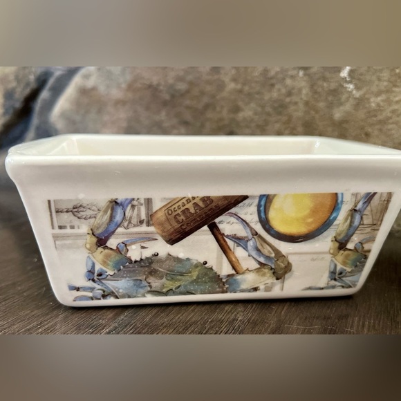 Nantucket Ceramic Blue Crab Mini Loaf Bread Baking Pan, Set of 2 - Picture 6 of 8